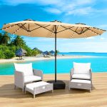 LEVELEVE 15FT Large Patio Patio Umbrella with Base &