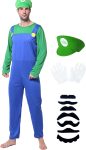 Halloween Costume Adult Plumber Jumpsuit with Hat