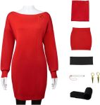COLSA Women Cosplay Costume Anime Red Sweater Uniform