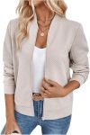 Verdusa Women's Zip Up Bomber Jacket Casual Long Sleeve