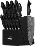 Knife Set, 15 Pieces Kitchen Knife Set with Built in