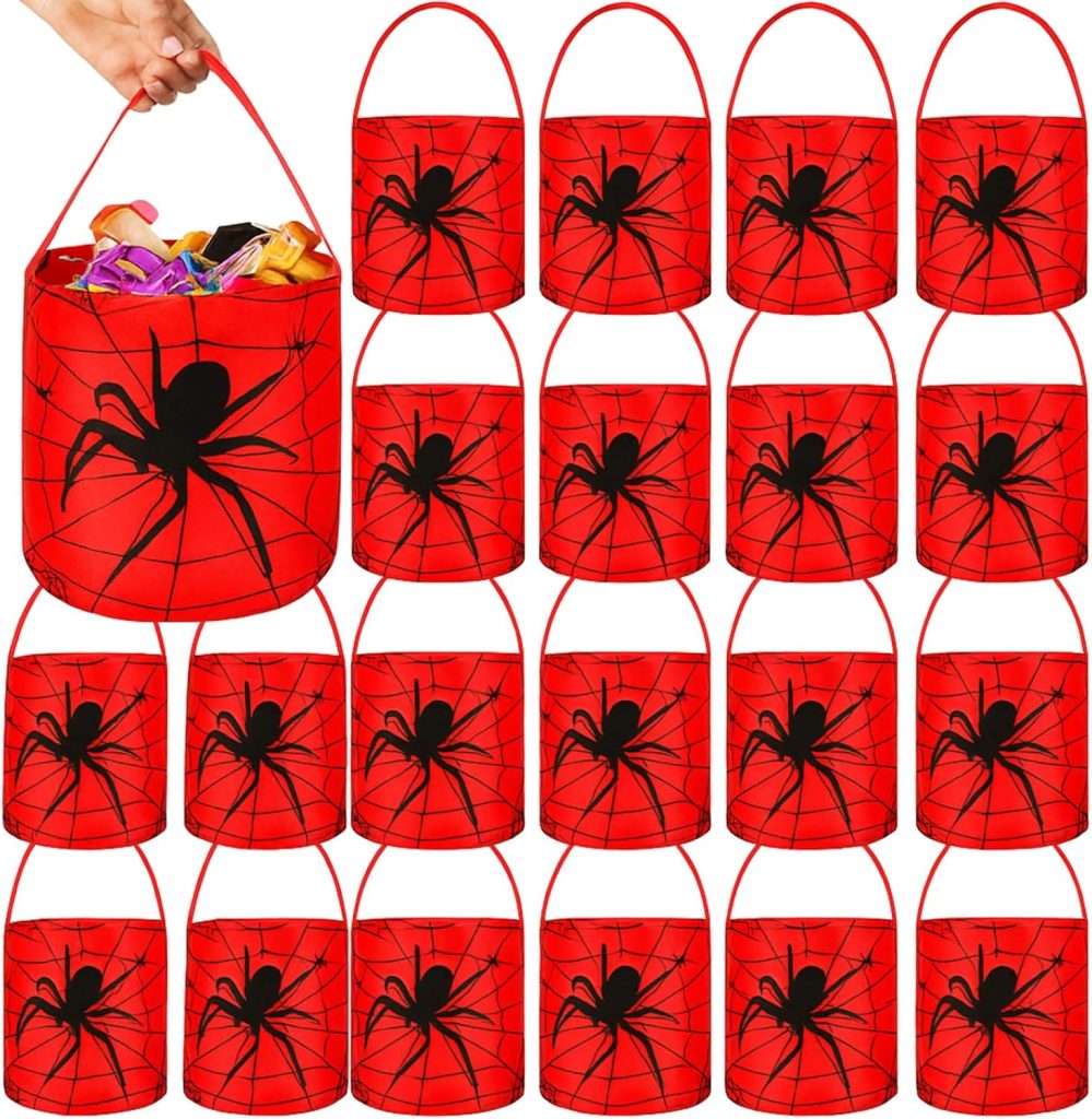 Teenyyou 24 Pcs Halloween Spiderweb Buckets Bulk