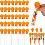 48 Pcs Halloween Pumpkin Candy Tubes Empty Clear
