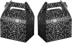 24pcs Halloween Favor Boxes Paper Black Spider Web Gift