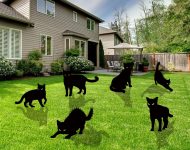 Halloween Yard Signs - 6 PCS Black Cat Decorations with