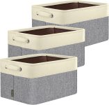 BALEINE 3 Pack Fabric Storage Bins for Shelves, Linen