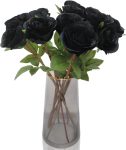 Hananona Black Artificial Roses for Flower Arrangement,