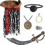 6PCS Pirate Costume Accessories for Adult,Halloween