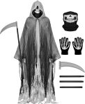 Grim Reaper Costume, Halloween Hooded Cloak