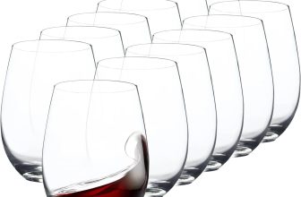 Stemless Wine Glasses Set of 12, 15 Ounce Smooth Rim