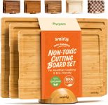 SMIRLY Wooden Cutting Boards For Kitchen Meal Prep &