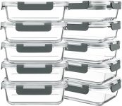 KOMUEE 10 Packs 30 oz Glass Meal Prep Containers,Glass