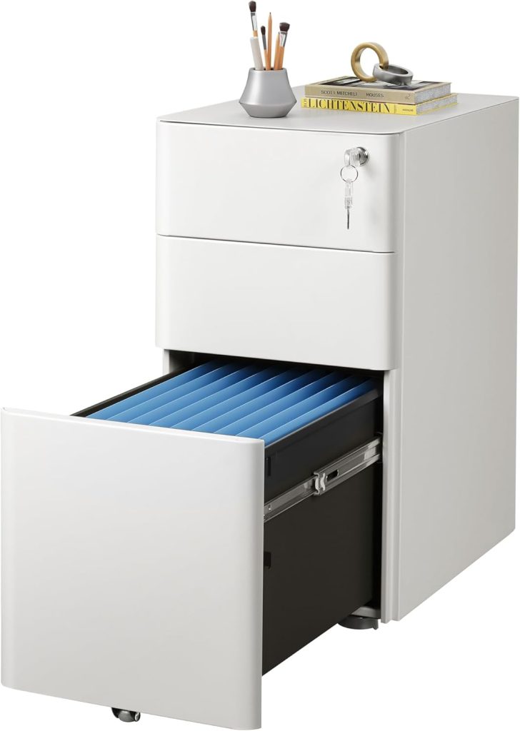 DEVAISE 3 Drawer File Cabinet, Slim Metal Filing