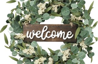 Sggvecsy Green Eucalyptus Wreath with Welcome Sign 20in