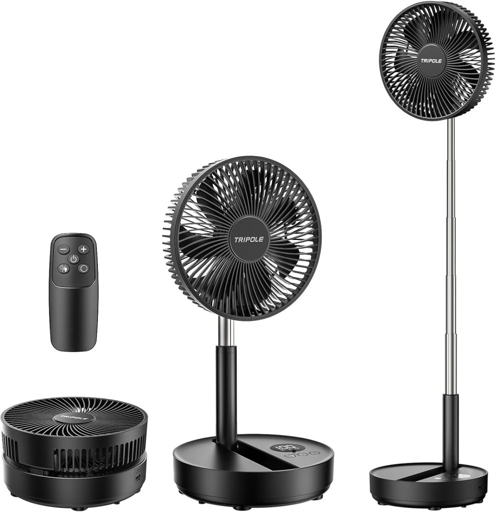TriPole Portable Standing Fan, 8000mAh Rechargeable