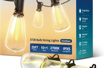 VIPAR Outdoor String Lights 25FT LED Patio Lights IPX5