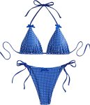 Women's 2 Piece Gingham Bikini Set Cute Triangle Thong