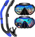 Snorkeling Gear for Adults, Dry-Top Snorkel Set Scuba