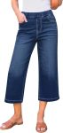 GRAPENT Capri Jeans for Women Wide Leg High Waisted