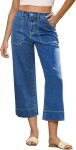 GRAPENT Capri Jeans for Women High Waisted Wide Leg