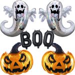 7pcs Halloween Balloons, Huge BOO Ghost Pumpkin