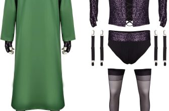 Men Dr. Frank Costume Outfit 1970s Magenta Corset Robe