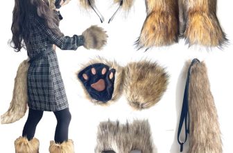 cat mask and Tail Animal Costume with wolf Ears Paws