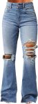 Flamingals Women's Bell Bottom Jeans Flared Ripped