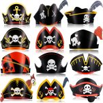 Funtery 48 Pcs Pirate Hat Halloween Pirate Party