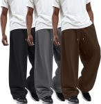 3 Pack Men's Big and Tall Sweatpants Wide Leg Open