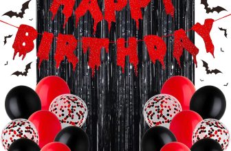 Halloween Happy Birthday Banner, Bloody Bat Vampire Red