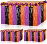 4 Pcs Halloween Table Skirt Set, 30x108 Inch Metallic
