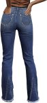 Flamingals Mid Waist Boot Cut Jeans for Women Stretchy