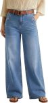 Dokotoo Women's Casual Mid Waisted Distressed Straight