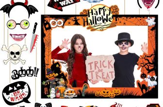 Halloween Photo Booth Props Kit, 24Pcs Photo Props &