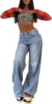 EMMIOL Wide Leg Jeans for Women, Mid Rise Baggy Jeans