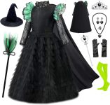 11Pcs Witch Black Costume Dress for Girls Halloween Set