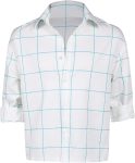 Adut White Shirt Blue Plaid Short Sleeve Shirt