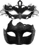 OIDEA Masquerade Mask Couples Set: Rhinestones Metal