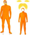 Orange Costume Yellow Mustache and Eyebrows Halloween