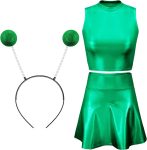 Metallic Top Sleeveless Crop Tank Top Pleated Skirt