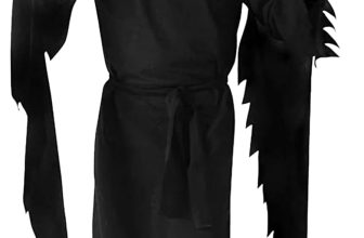 DreamJ Horror Scary Halloween Costume with Mask - Black