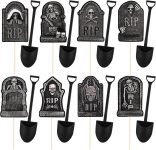 MEMOVAN Halloween Cupcake Toppers 48PCS Tombstones