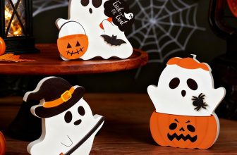 Cute Halloween Decorations Indoor, 3 PCS Wooden Ghost