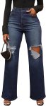 KnoInt Women's Wide Leg Straight Jeans High Waisted
