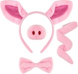Mototo 4 Pieces Pig Costume Set Pig Ears Headband Pig