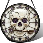 Stained Glass Window Hanging - Halloween Scary Skull