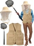 3 Pcs Work Fishing Vest with Hat Insect and Butterfly
