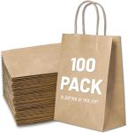 LIHOMR Gift Bags 8.25" X5.9 X3.15 100pcs Brown Kraft