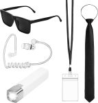 Agent Costume Set, 5 PCS Halloween Black Suit Costume